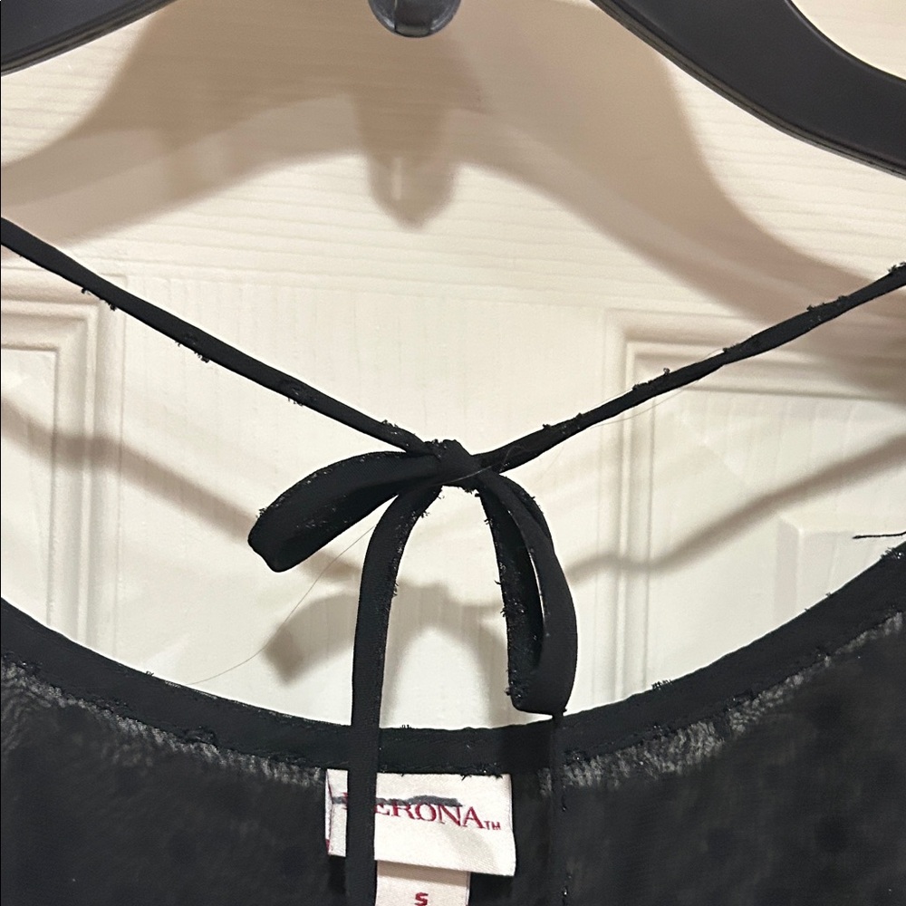 Medina Elegant Black Sheer Ruffle Blouse - Picture 4 of 12